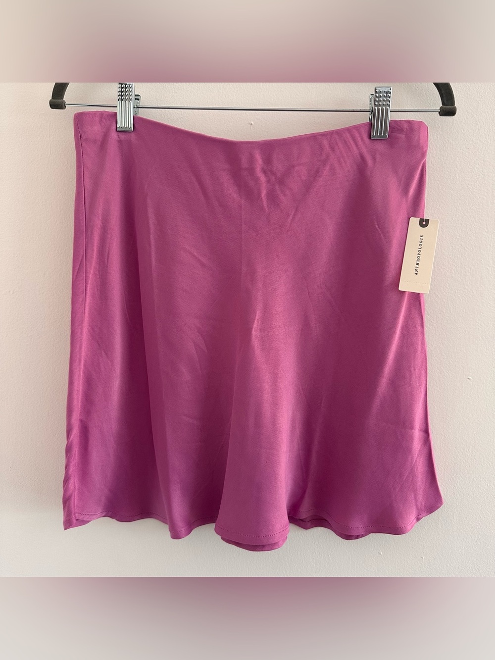 Anthropologie Women's The Tilda Mini Slip Skirt Raspberry Pink Satin Medium NWT